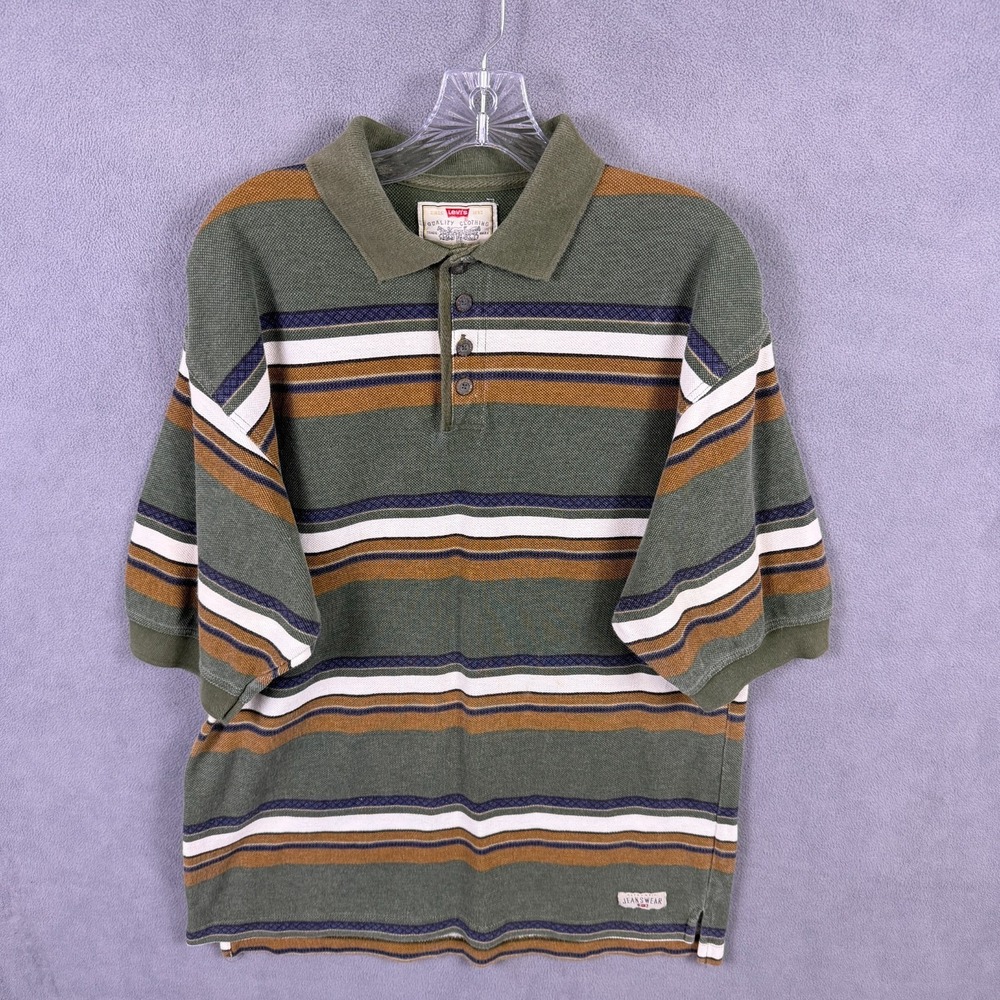 Vintage Levis Mens Polo Shirt M 80s 90s Made in‎ USA Heavyweight Chunky Knit